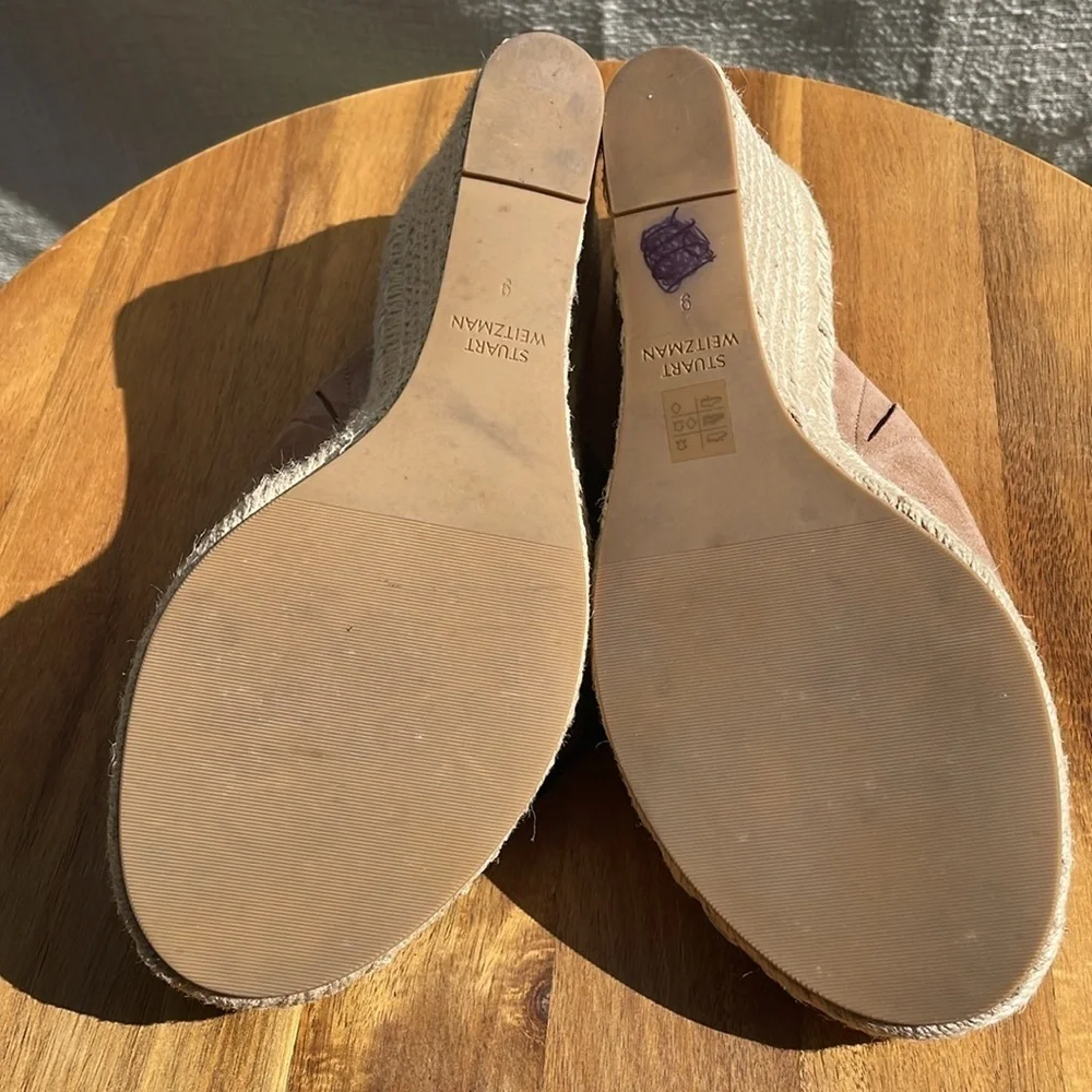 Stuart Weitzman Women’s Wonda Espadrille Wedge Sandal taupe Size 9